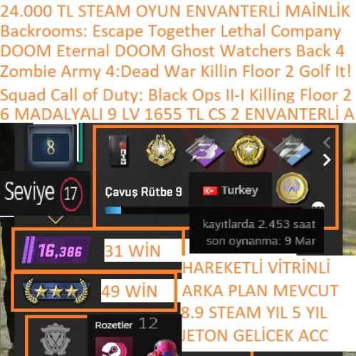 6 MADALYALI 9 LV 1655 TL CS 2 ENVANTERLİ Squad Call of Duty: Black Ops II-I