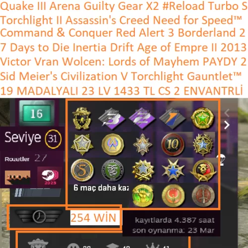  19 MADALYALI 23 LV 1433 TL CS 2 ENVANTERLİ BF V Assassin\s Creed Victor