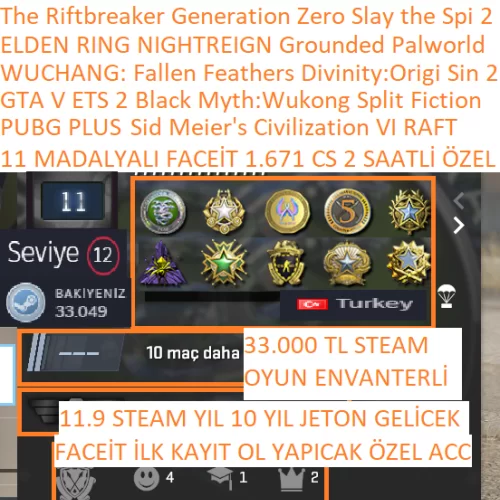  11 MADALYALI FACEİT GTA V PUBG PLUS BFE IV Black Myth: Wukong Split