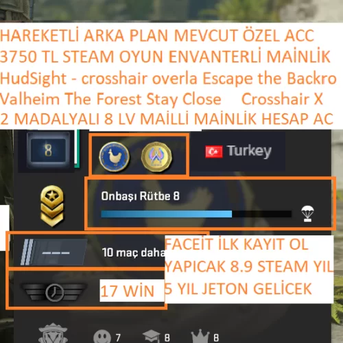  2 MADALYALI 8 LV Valheim The Forest Stay Close 3750 TL STEAM OYUN