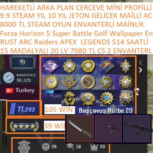  15 MADALYALI 20 LV 7980 TL CS 2 ENVANTERLİ RUST ARC Raiders Forza