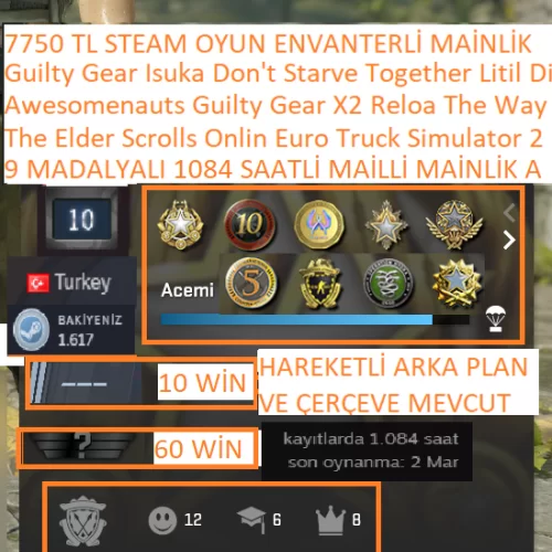  9 MADALYALI ETS 2 The Elder Scrolls Online Awesomenauts 7750 TL STEAM