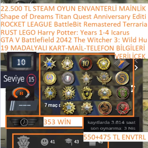  19 MADALYALI 5 LV MAİL-KART VE TELEFON BİLGİLERİ VERİLCEK GTA V