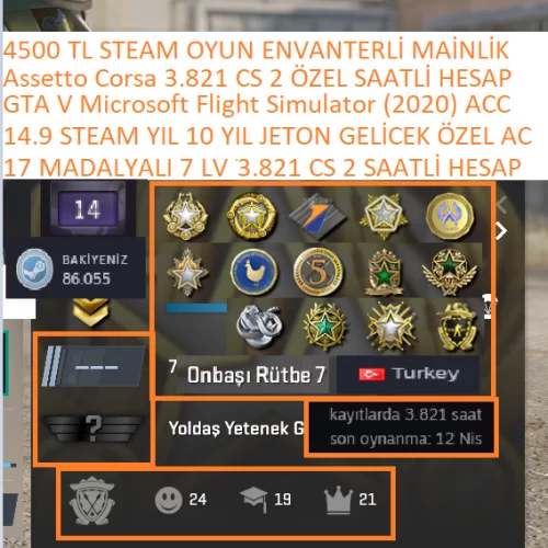  17 MADALYALI 7 LV 3.821 CS 2 SAATLİ GTA V Microsoft Flight Simulator2020