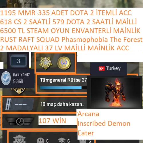  2 MADALYALI 37 LV ARCANE 1 AD RUST SQUAD RAFT 6500 TL STEAM