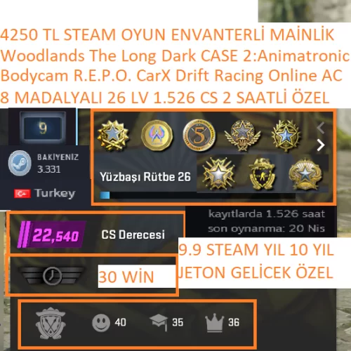  8 MADALYALI 26 LV 1.526 SAATLİ Bodycam R.E.P.O. The Long Dark 4250 TL