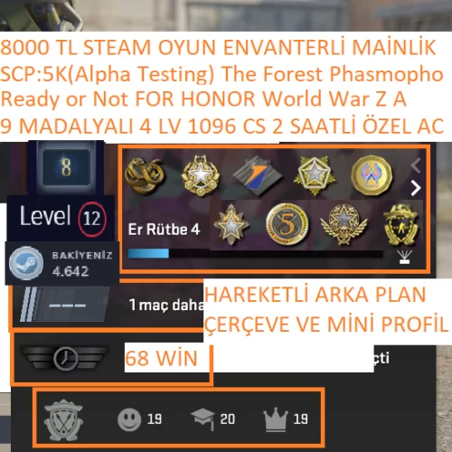  9 MADALYALI 4 LV Ready or Not FOR HONOR World War Z R.E.P.O. 8000 TL