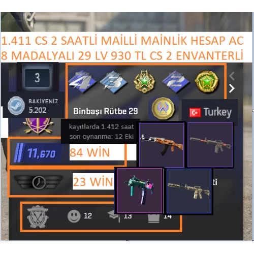 6 MADALYALI 29 LV 930 TL CS 2 ENVANTERLİ 1.412 CS 2 SAATLİ MAİLLİ