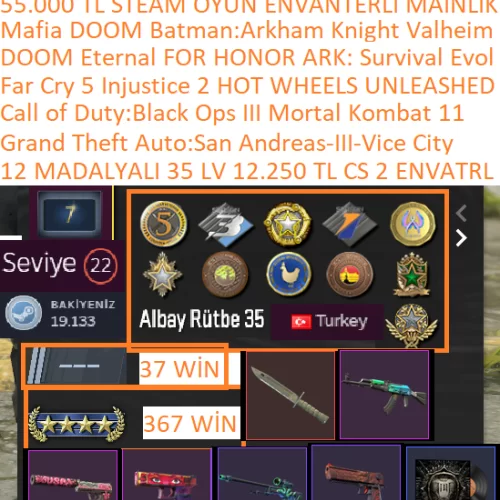  12 MADALYALI 35 LV KNİFE 12.250 TL CS 2 ENVANTERLİ Far Cry 5 Injustice™ 2