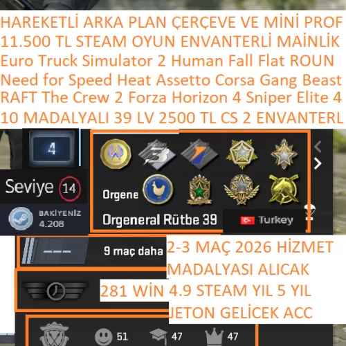  10 MADALYALI 39 LV 2500 TL CS 2 ENVANTERLİ RAFT NFS HEAT ETS 2